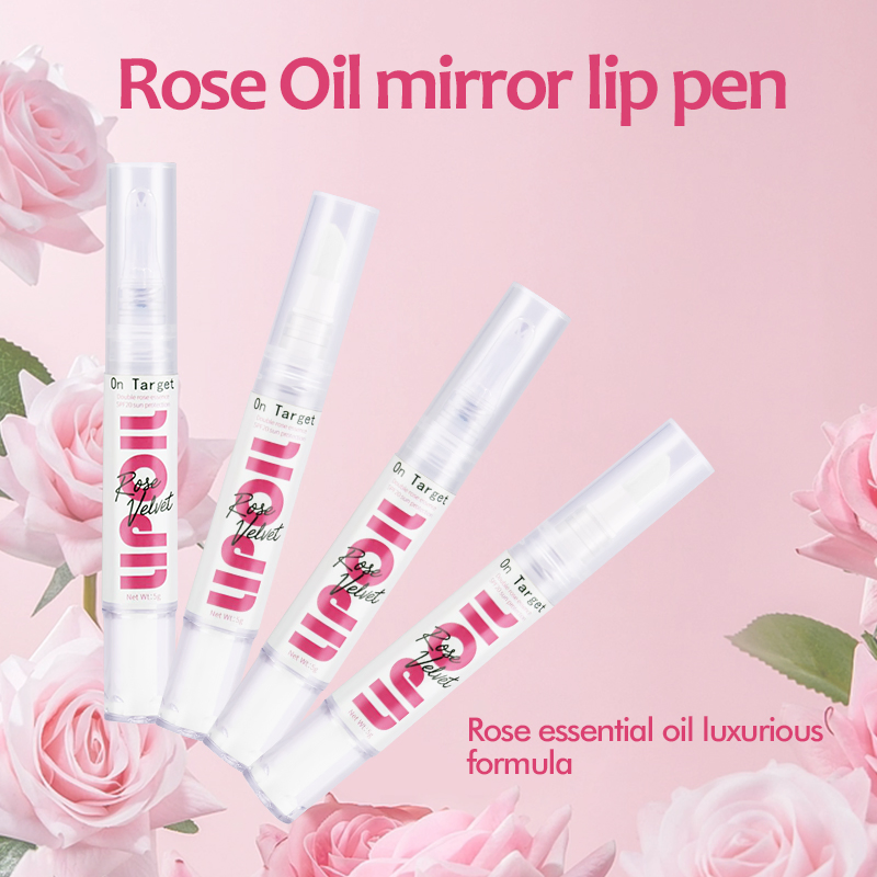 Organic Rose Essential Oil Lip Gel Pen Nourishing Hydration Prevents Cracks & Dry Lines Moisturizing Lip Care