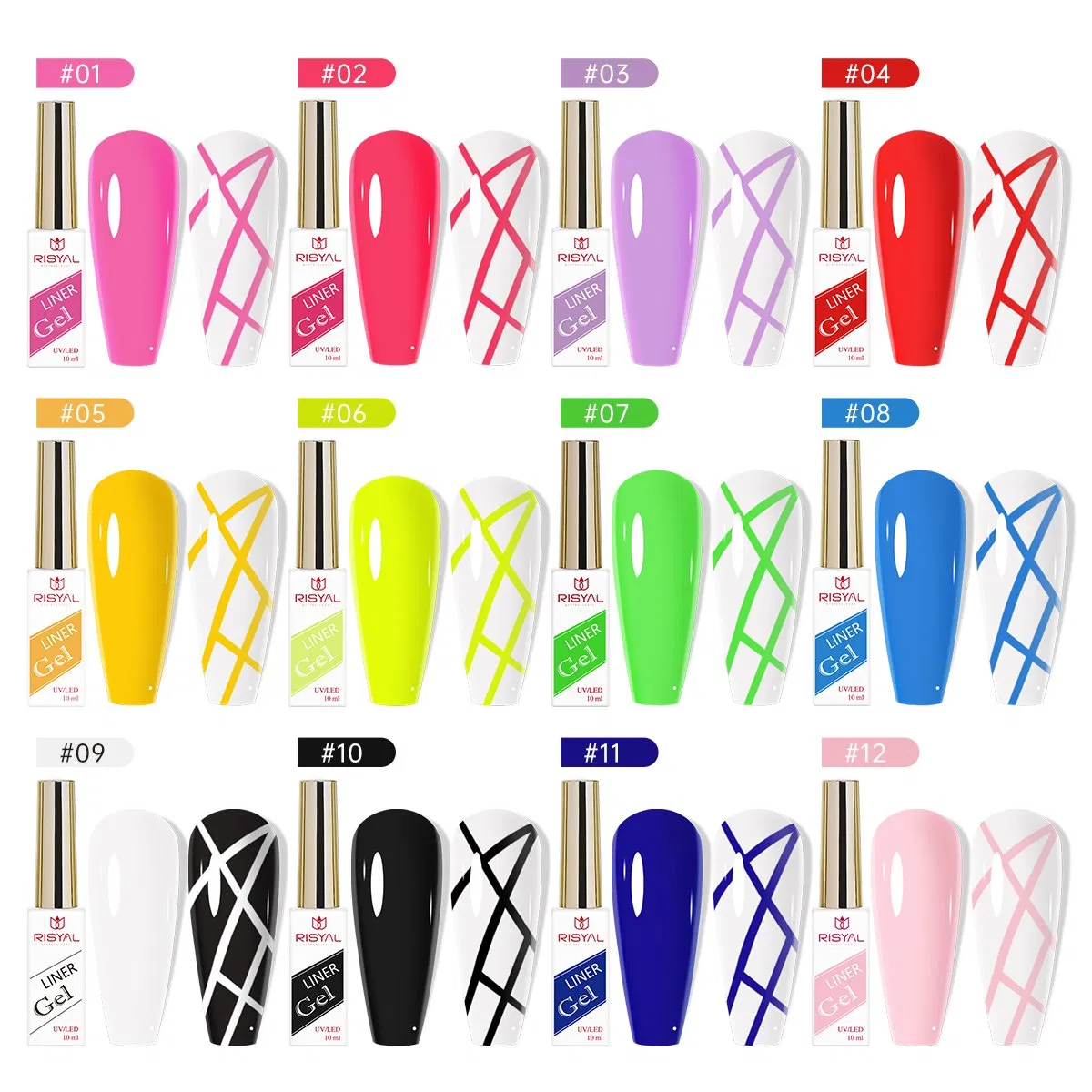 Premium 12 Colors High Pigmentation UV LED Soak off Gel Nail Polish for Professional Salon Nail Art Manicure Supplies