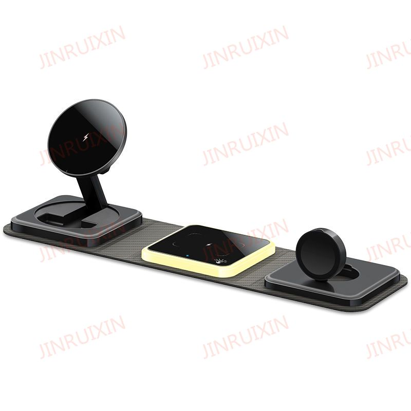 Hot Sale for Smart Phone Watch Earphone 3 in 1 Foldable Qi Wireless Charger 15W Fast Charging Travel Magnetic Wireless Charger