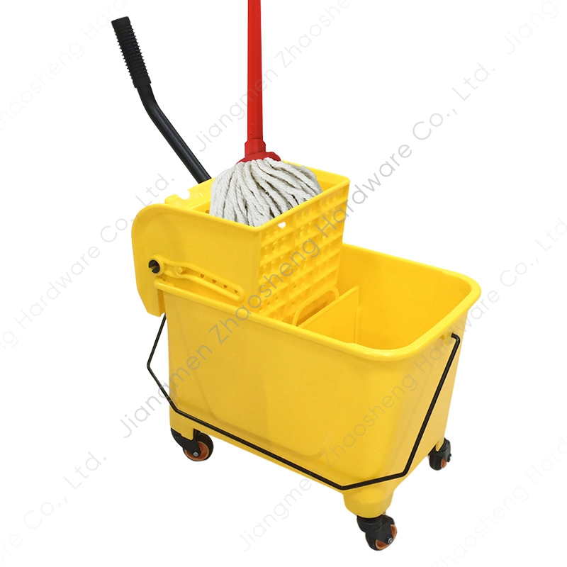 Yellow Commercial Industrial Cleaning Mop Bucket Squeezer with Wringer & Wheels