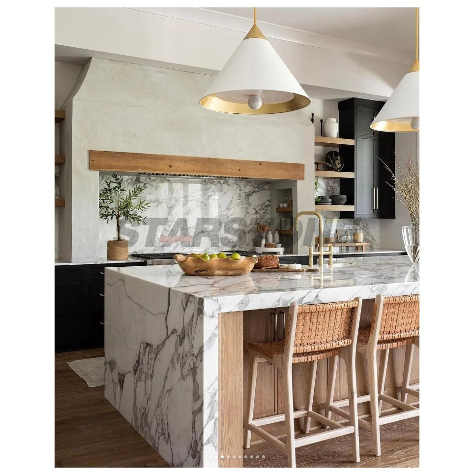 Modern Marble Outdoor Kitchen Island Worktop Design Cabinet Washbasin Countertop