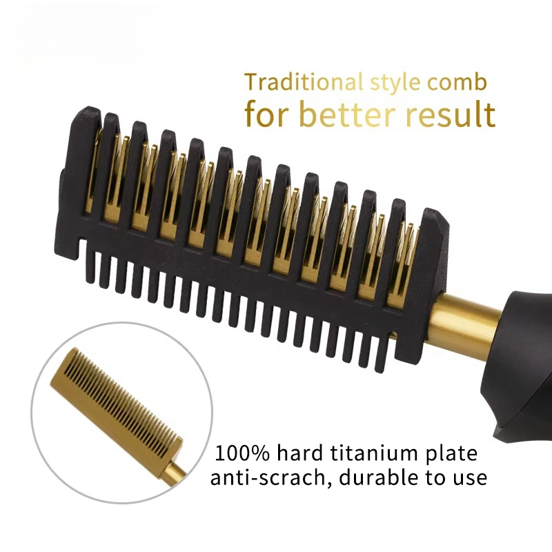 2 in 1 Hot Combs Electric Hair Equipment Hair Straightening Mini LED Comb Hot Edge Wholesale Metal Electric Hot Comb