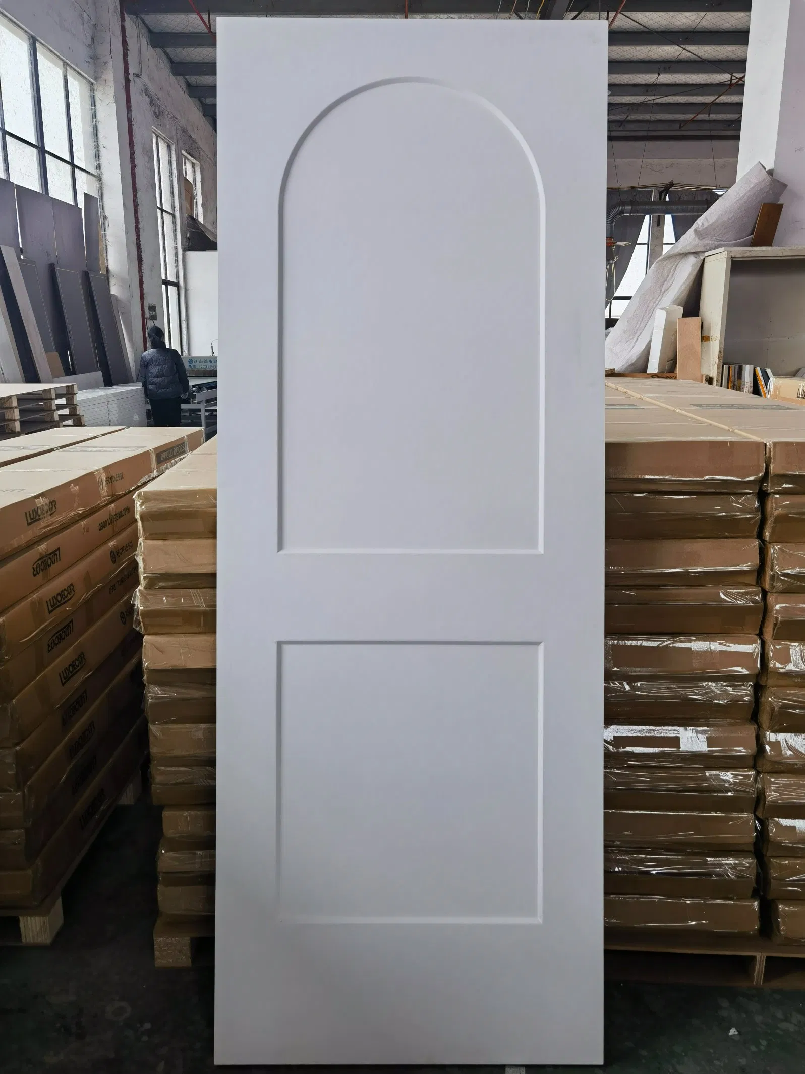 New Design Prehung White Hollow Core MDF Moulded Barn Door for Bedroom Interior