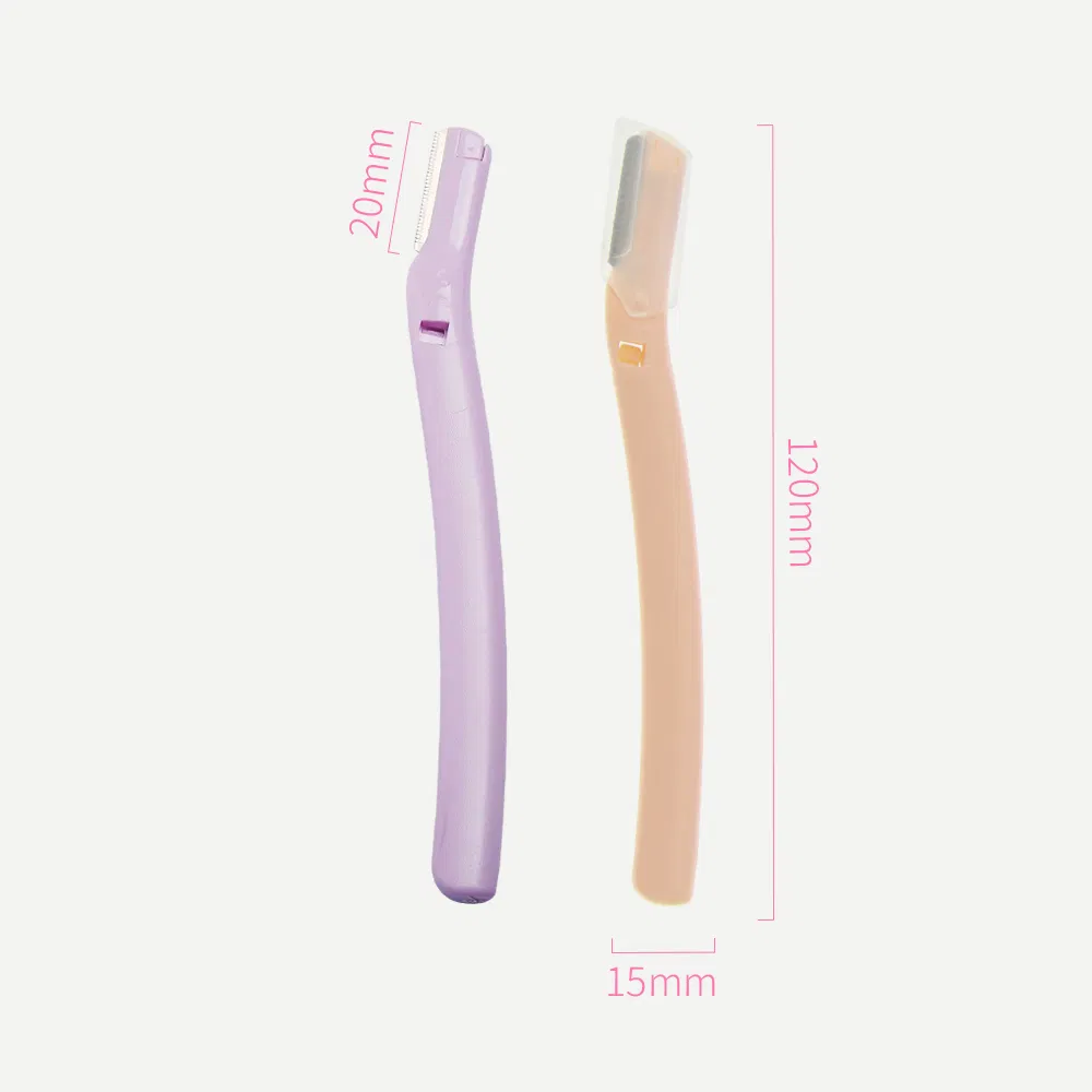 Plastic Handle Eyebrow Straight Safety Shaving Facial Hair Remover Replaceable Single Blade Razor