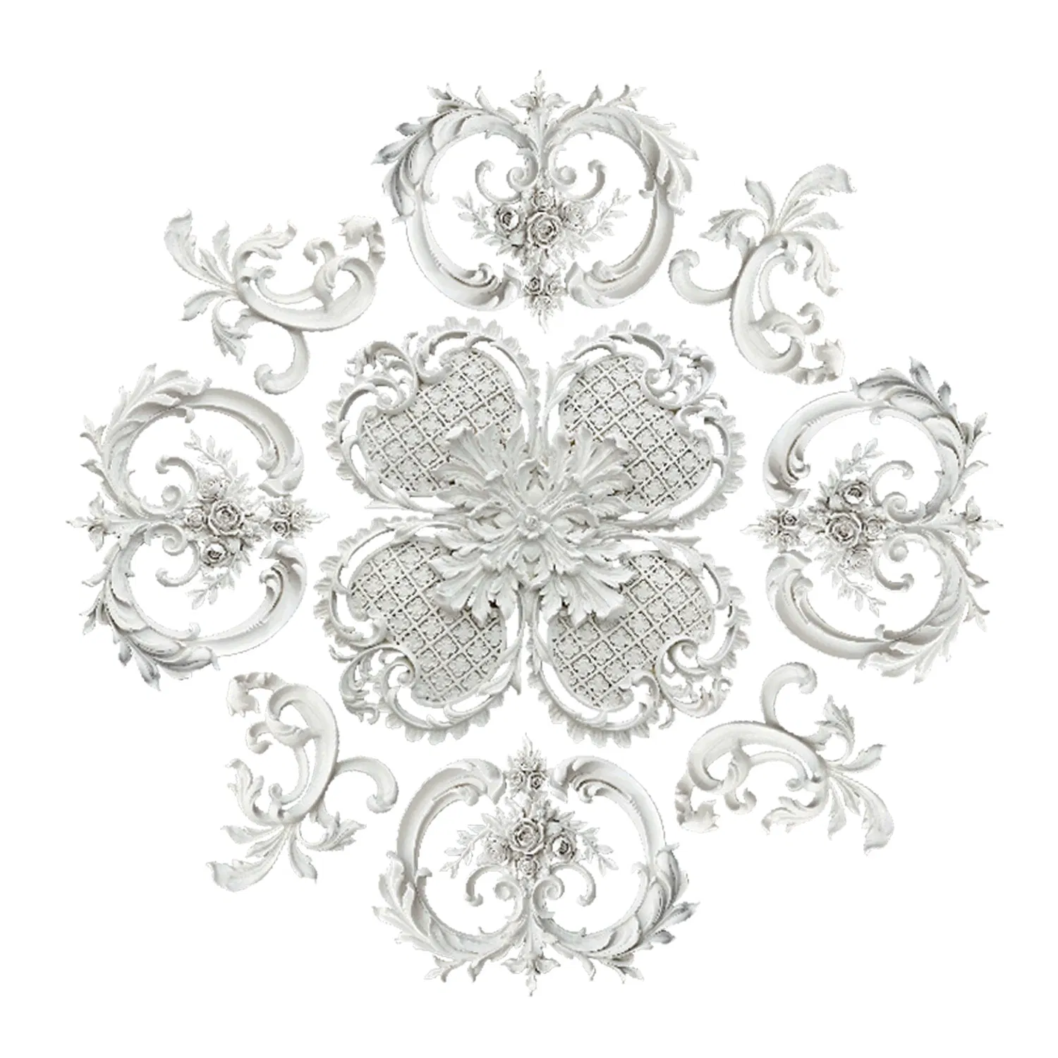 Auuan Decorative Factory Waterproof Plaster PU Ceiling Rose Tiles