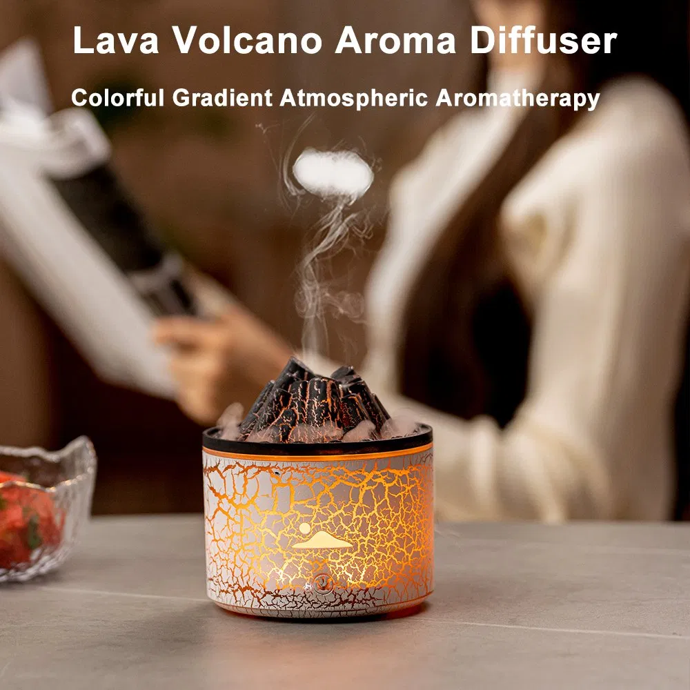 2024 New 180ml Mini Flame Volcano Aroma Ultrasonic Cool Mist Jellyfish Diffuser