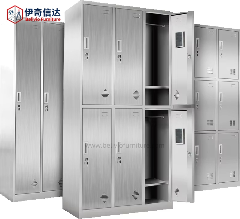 2, 4, 6, 12 Doors Customized Gym Food Factory Locker Cabinet Door Cloth Storage Cabinet Stainless Steel Locker