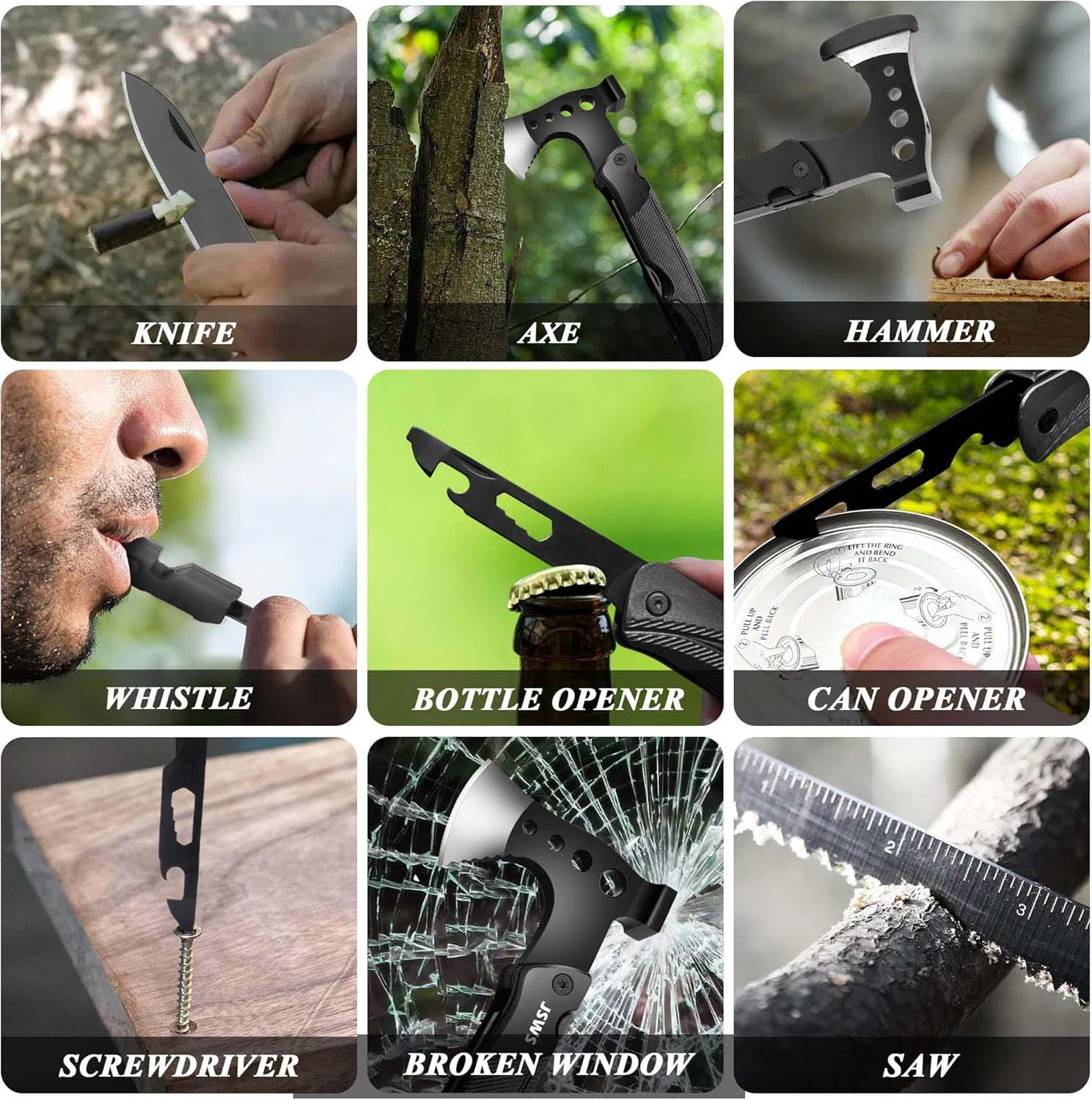 Multi-Functional Outdoor Camping Portable Folding Lifesaving Emergency Tool Hatchet