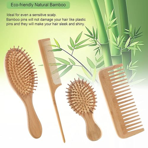 Wholesale Bamboo Hair Brush Set Wooden Massage Brushes Natural Wooden Hairbrush Paddle
