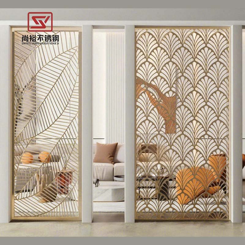 Stainless Steel Rose Gold Wall Art Hanging Screens Fashionable Room Divider Designs Living Room Partition