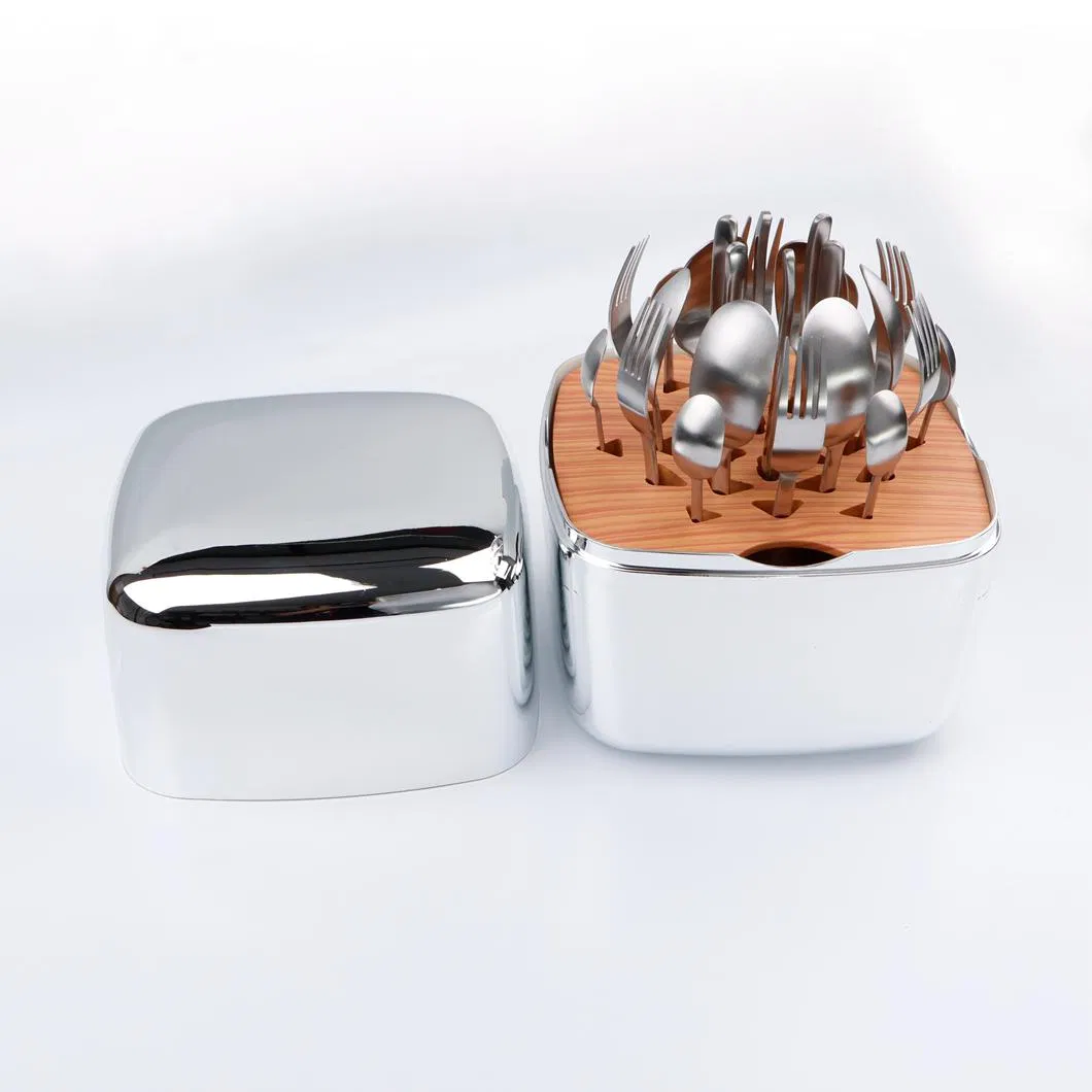 High Quality Customized Luxury Silver 24PCS Cutlery Set Lucky Box Dinner Use