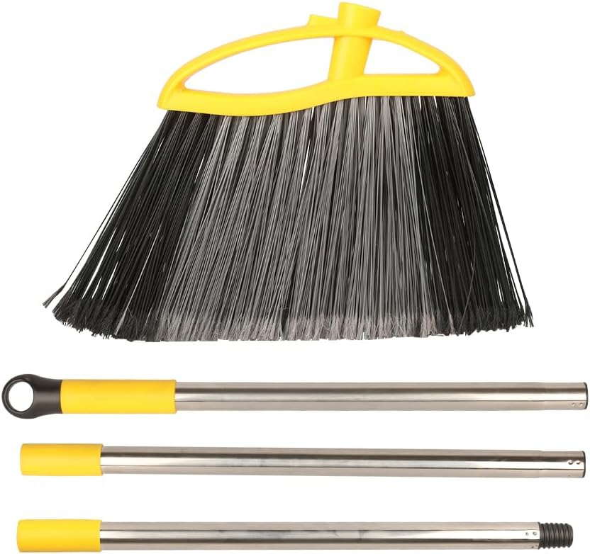 Split-End Stiff Bristle Outdoor Broom with Adjustable Pole