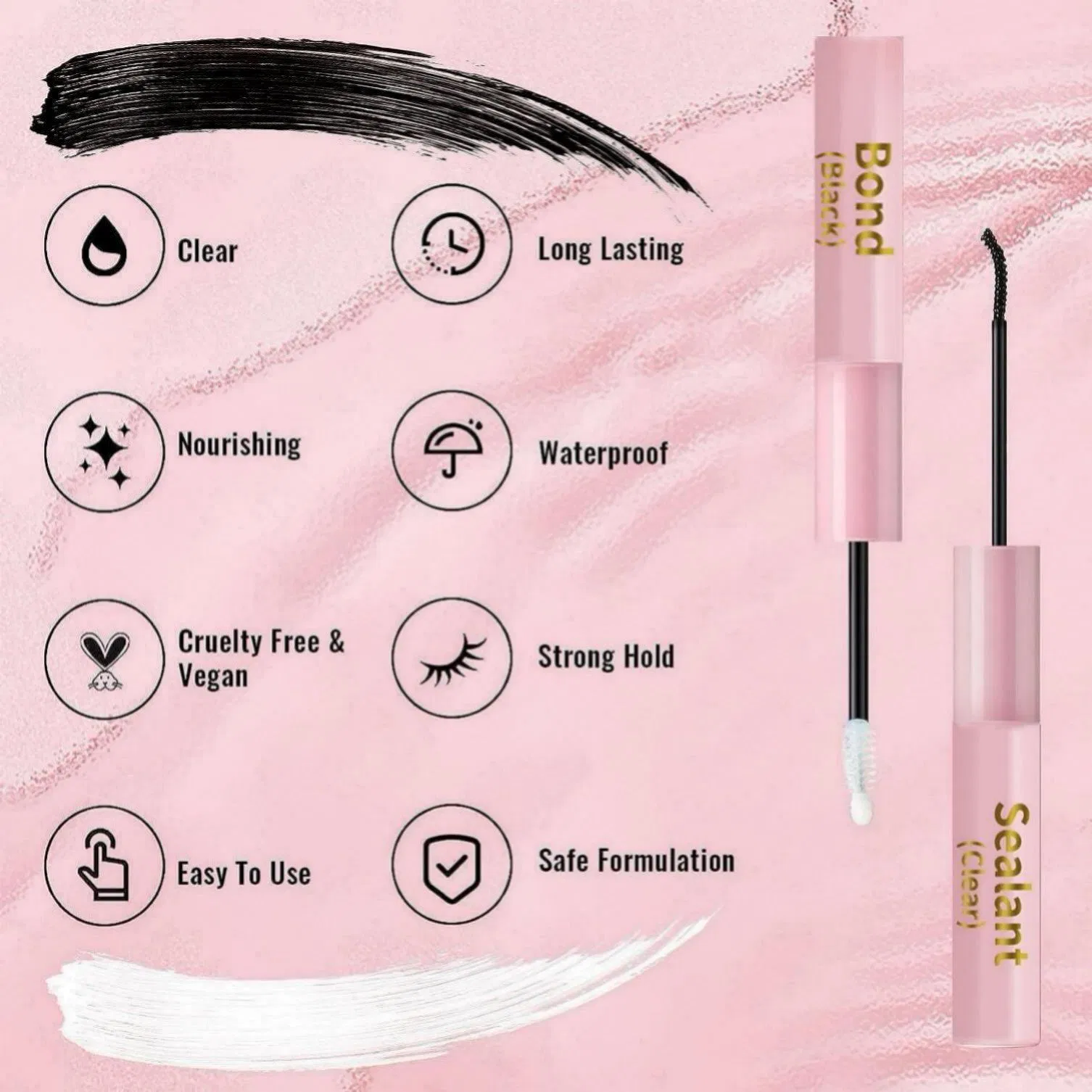 2-in-1 Eyelash Glue with Clear Sealant for Reliable Performance