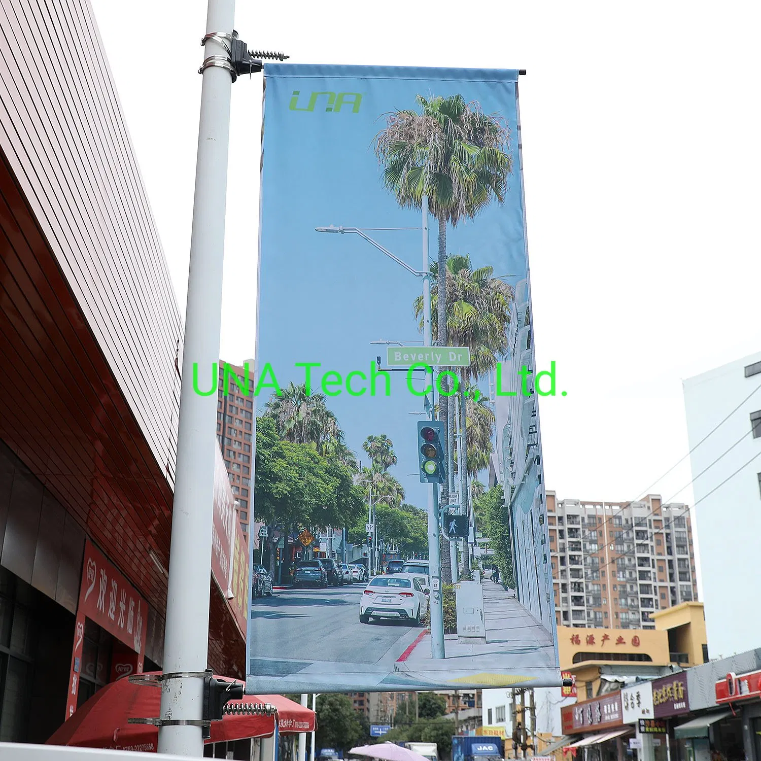 One Side Spring Street Pole Wind-Proof Flag Changer Solution Bracket Arm