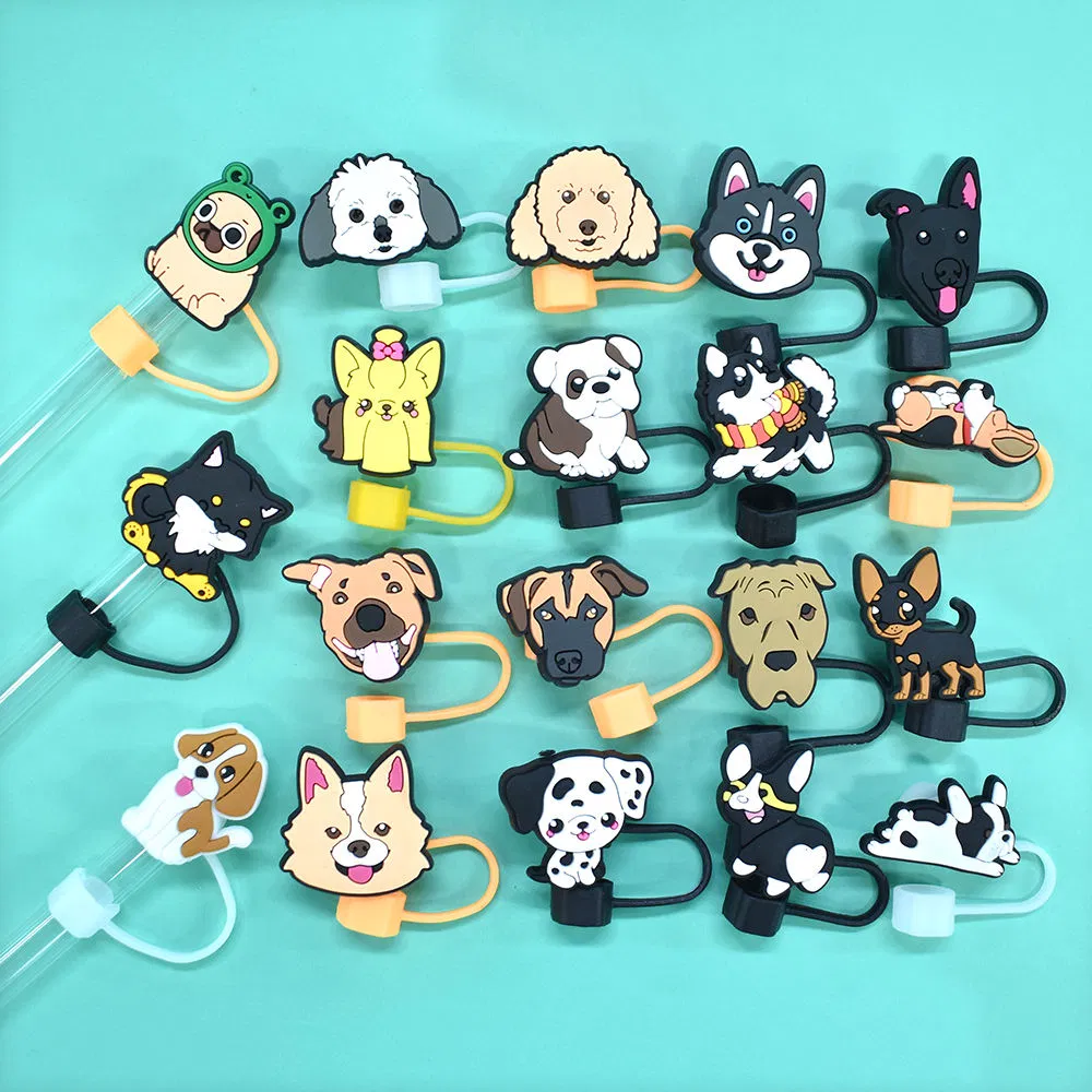 Wholesale Cartoon Dog PVC Straw Topper Mold for Creative Bars