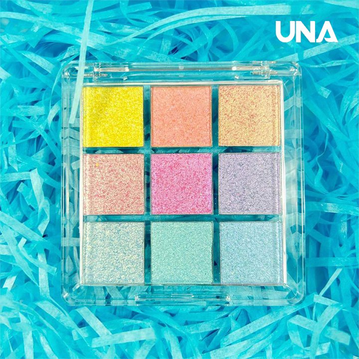 Private Label 9 Color Holographic Eyeshadow Palette Small Batch Custom Shimmer Metal Glitter Chameleon Pigment Duochrom Eye Shad