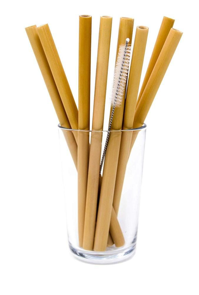 Low MOQ Custom Logo Natural Bamboo Straw