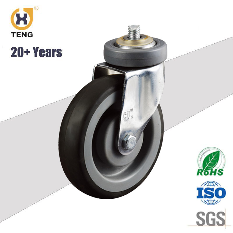 Factory Flat Stem Swivel Shopping Cart Caster Four Dish Elevator Trolley Wheel 5 Inch Castor