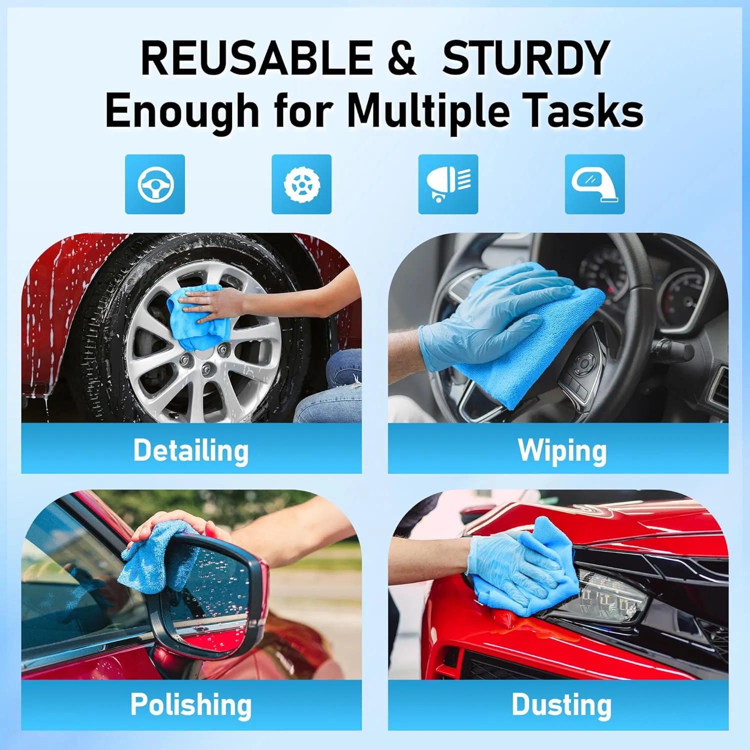 Microfiber Cleaning Cloth Roll Reusable Washable Microfiber Towels Tear Away Microfiber Towels for Home Car Kitchen Glass Pets Garage