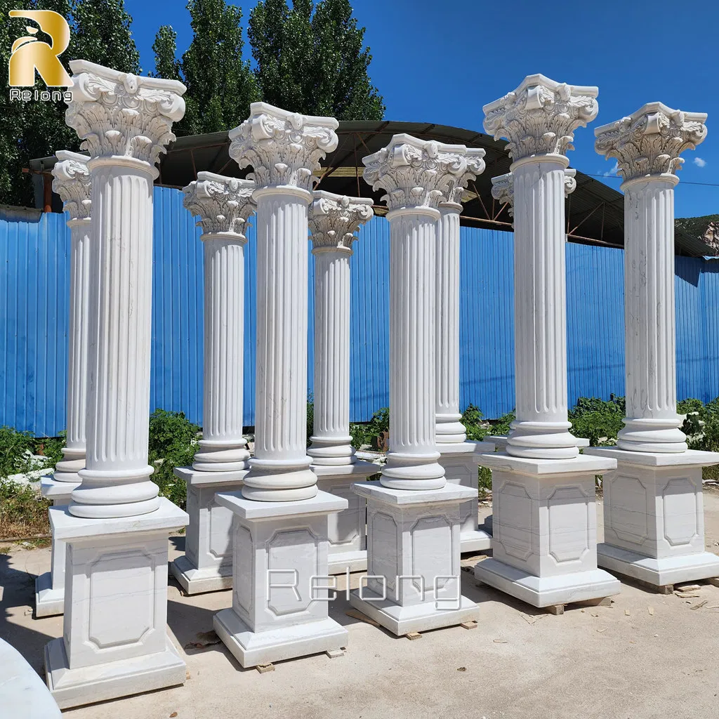 Exquisite Decorative Natural Stone Carving Pillar Marble Roman Column