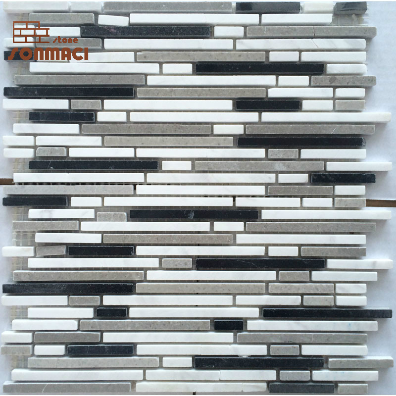 Hot Sale Nature Stone Beige Marble Mosaic Strip Tiles for Wall