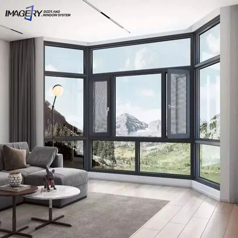 Imagery Modern Style Aluminum Glass Casement Window and Door for House