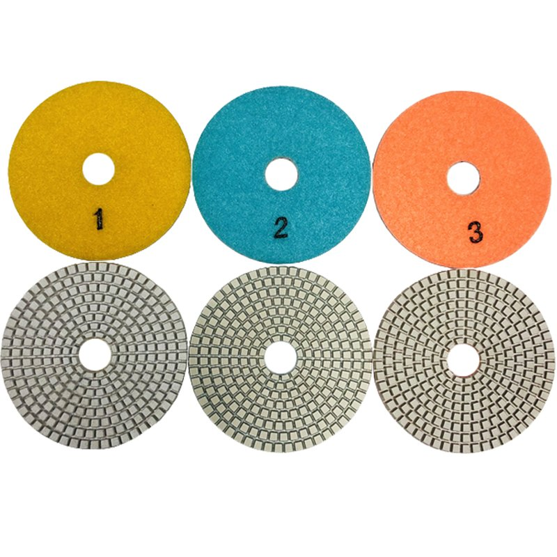 Factory Price 4 Inch Best Price 3 Step White Diamond Wet Polishing Pad for Marble Granite Quartz Stone
