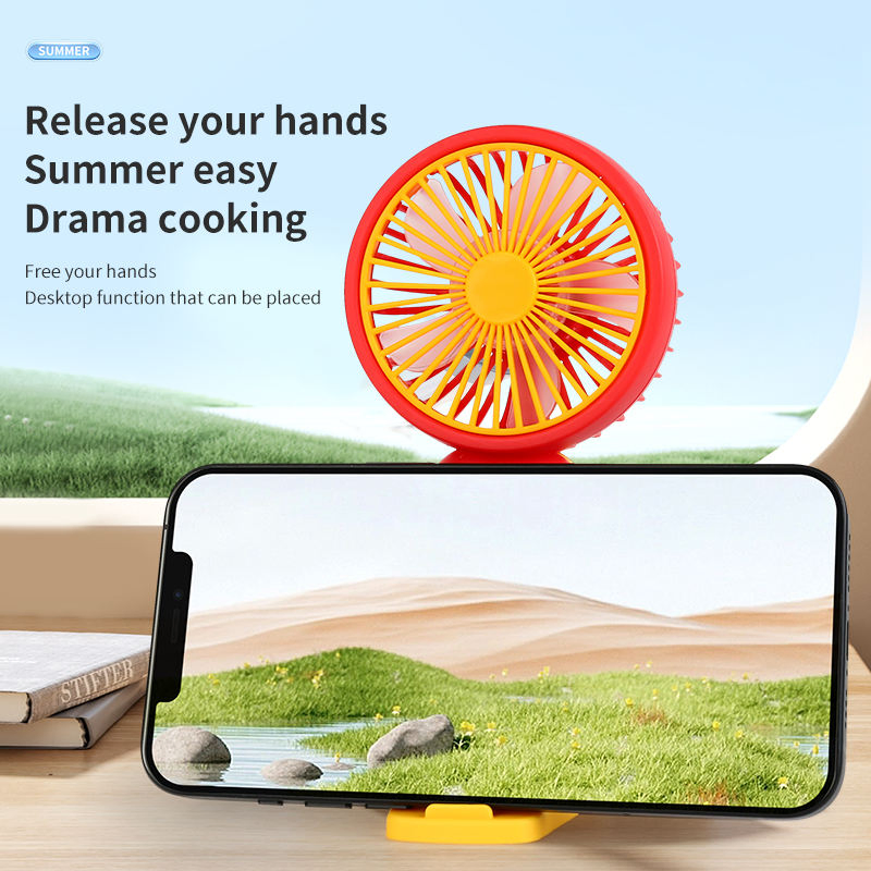 Brand New Summer Electric Small Handheld Personal Desk Fan Portable Pocket Fan with Stand USB Rechargeable Mini Cute Plastic Wearable