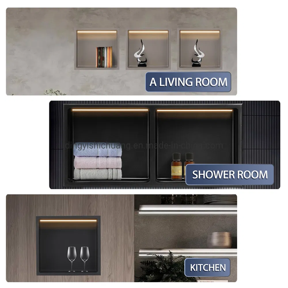 Shower Niche Double Shelf Organizer Stainless Steel Wall-Inserted Niche Modern Recessed