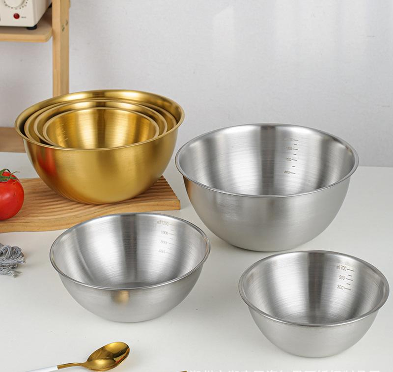 Stainless Steel Mixing Bowl with Measurement for Salad Food Storage