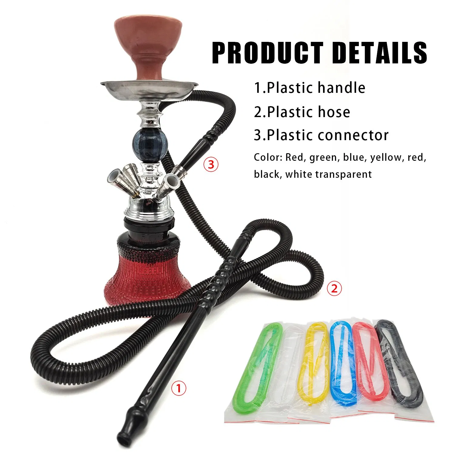 Logo Luxury Colorful Shesha Chisha Plastic Hookah Disposable Glass Pipe