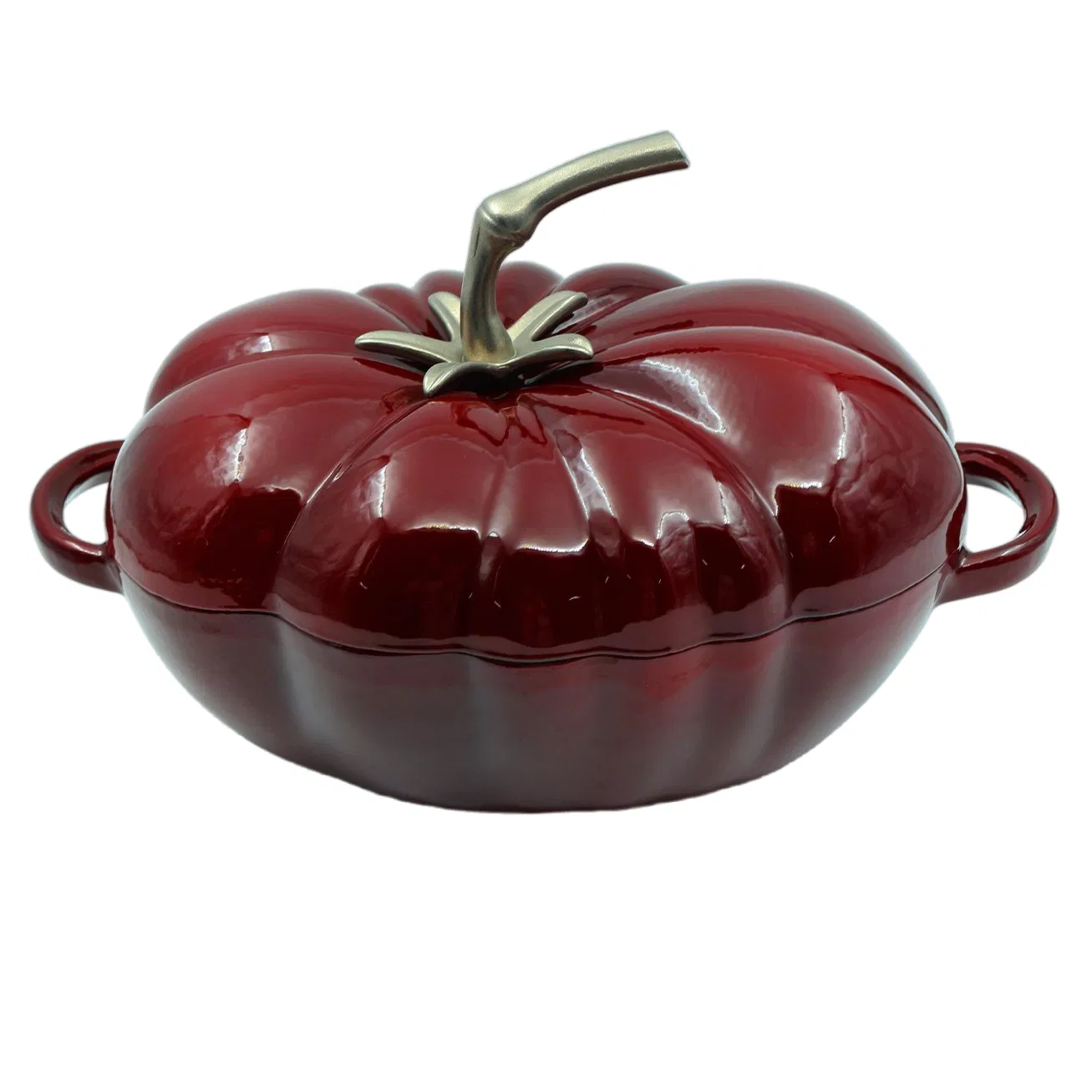 Чугунная эмалированная кастрюля-тыква с ручками