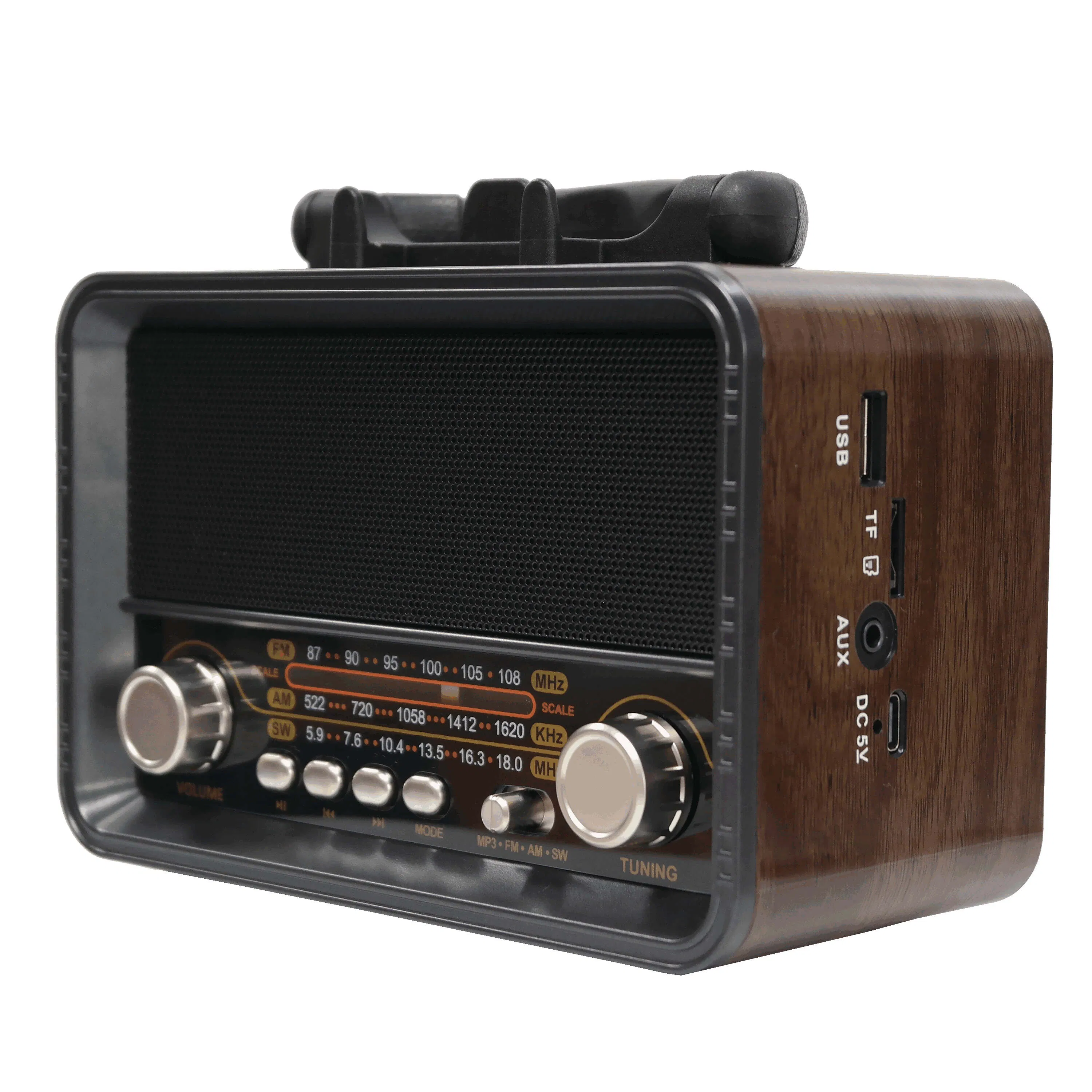 Portable 3-Band Am FM Sw Radio, TF Card and MP3 Player, Rechargeable Speakers Bluetooth Retro Design Meier M-1235bt Other Portable Audio Appliances