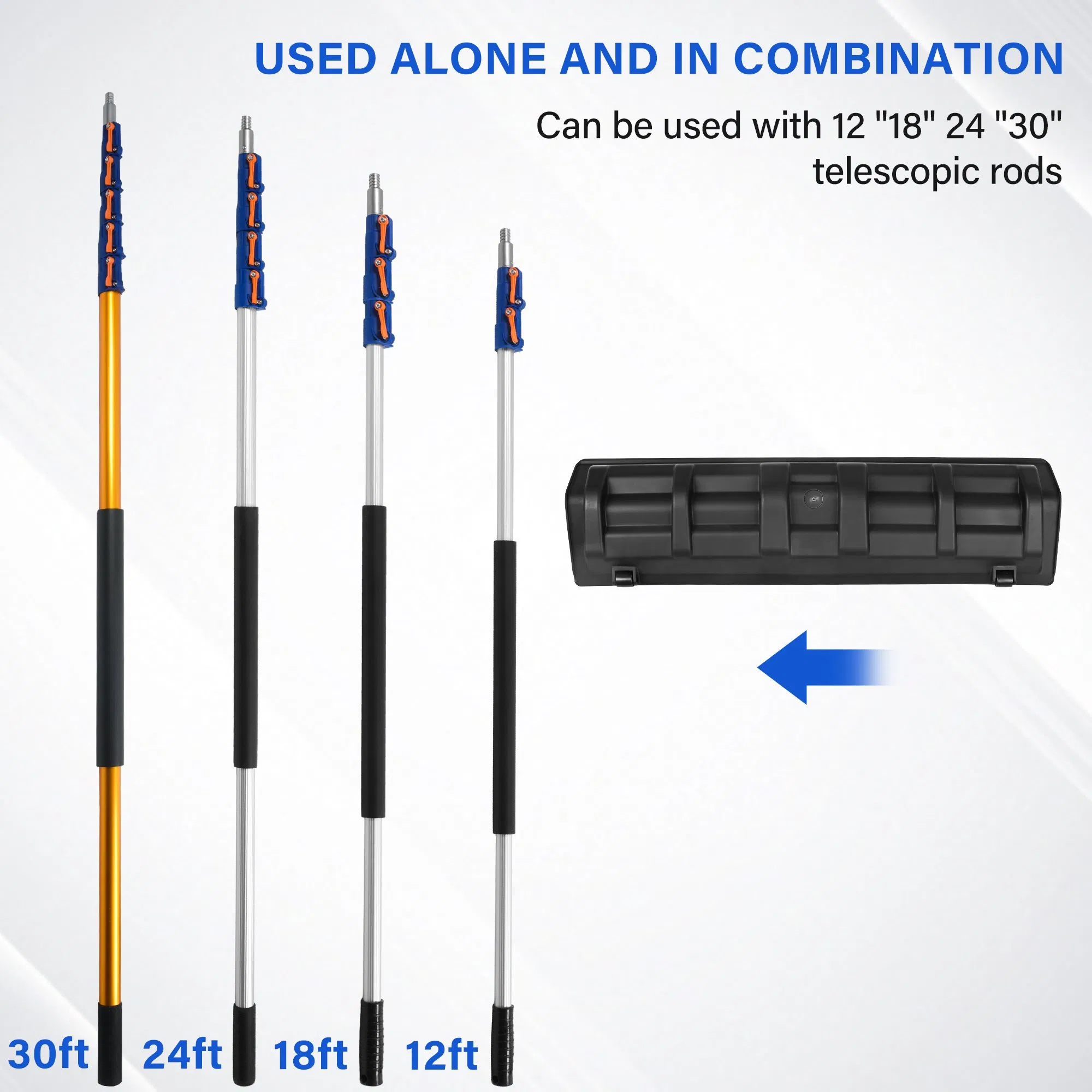 24 Inch Wide Roof Snow Scraper Built-in Wheels with Telescopic Aluminum Pole
