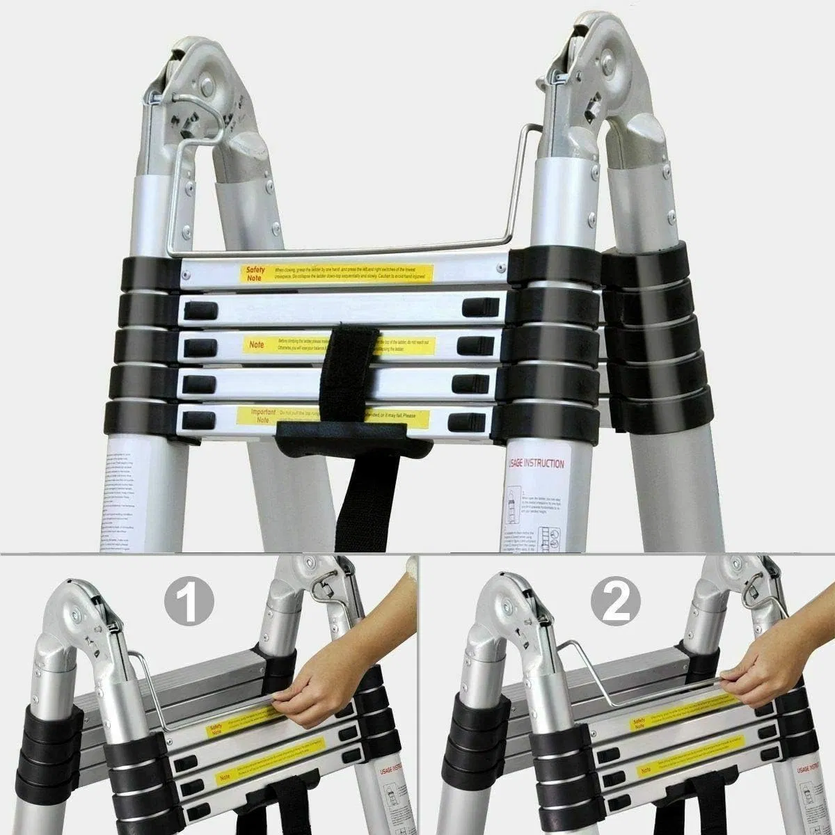 Easy Storage En131 Certified Compact & Light Aluminum Folding Twin Step Ladder for Apartment/Office