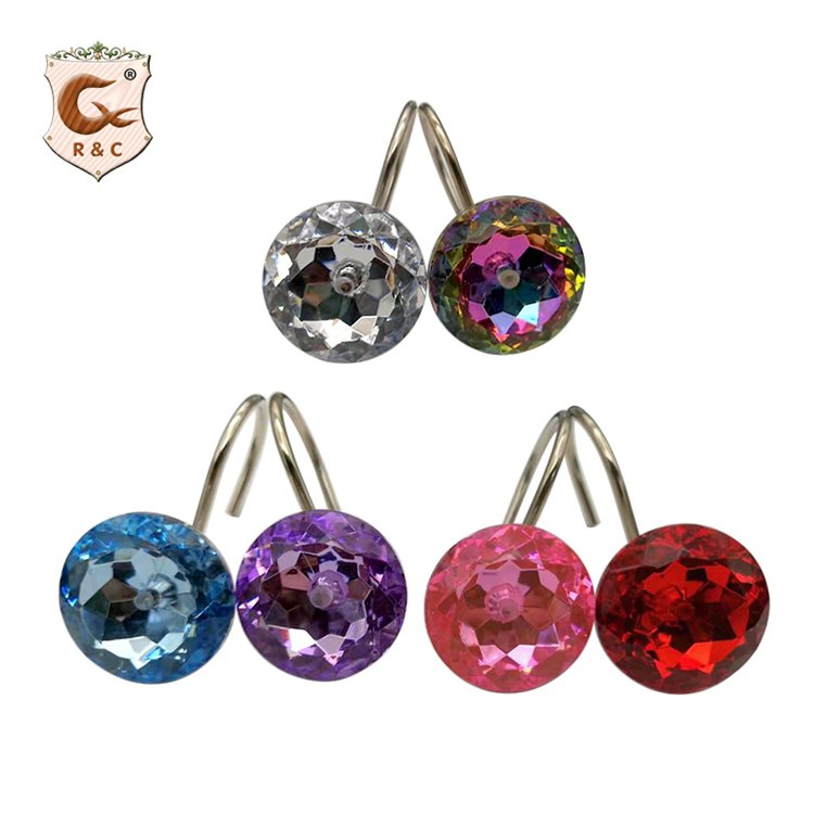 Wholesale Rust Proof Stainless Steel Acrylic Crystal Shower Curtain Hook