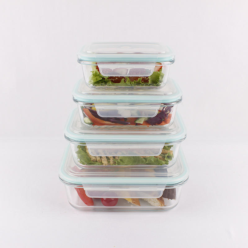 Custom Glass Food Storage Container Set with Stoma Plastic Lid