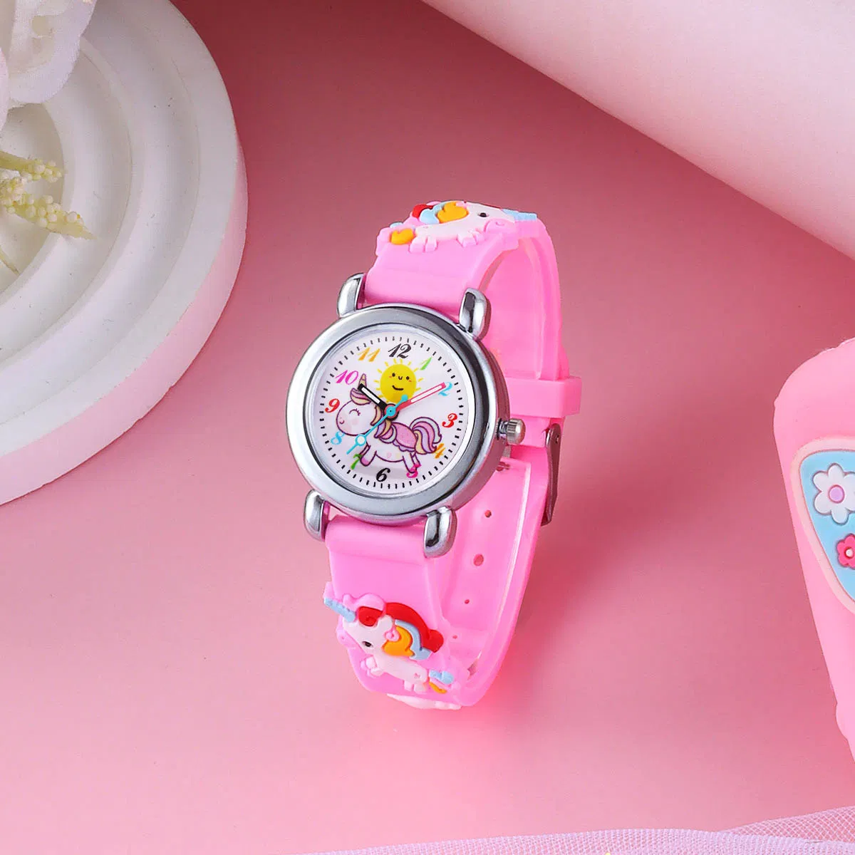 Unicorn Watch Cute Cartoon Pink Rainbow Accessories Set