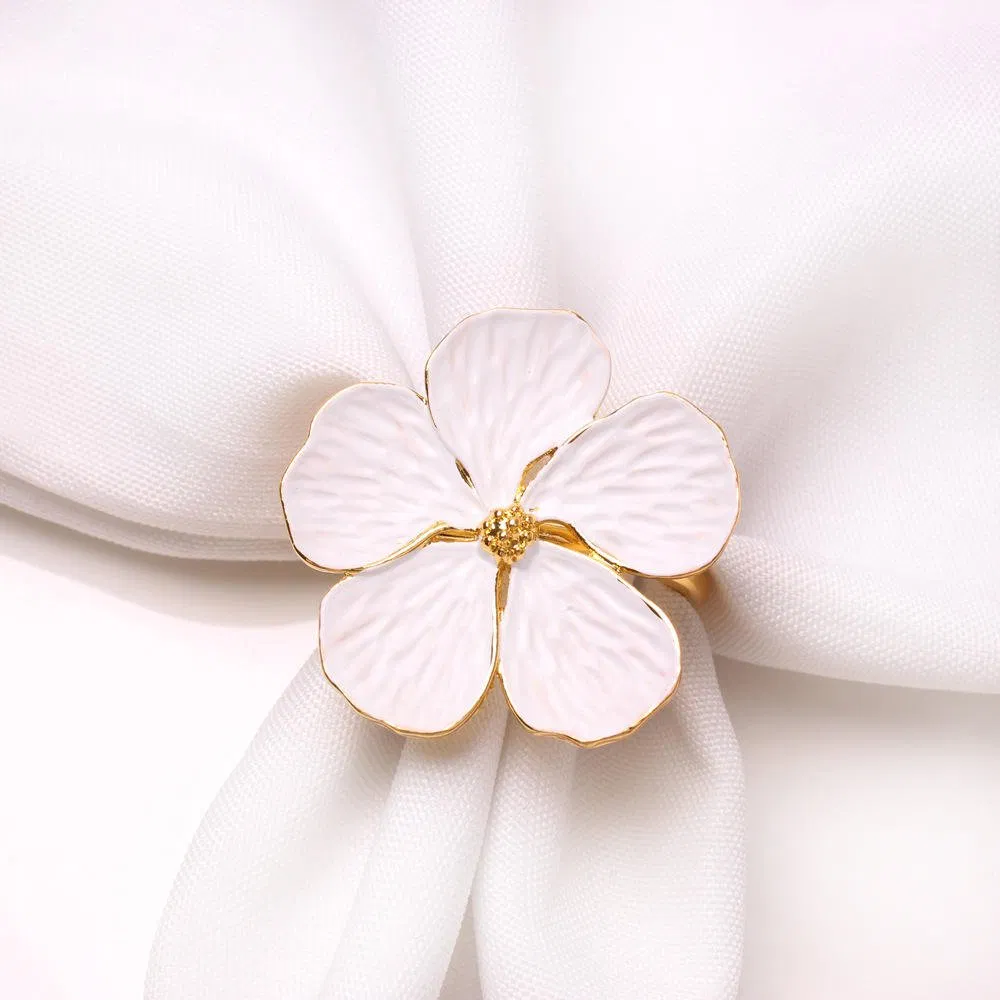 Flower Napkin Ring Eco-Friendly Metal Gold Dinner Napkin Rings for Wedding