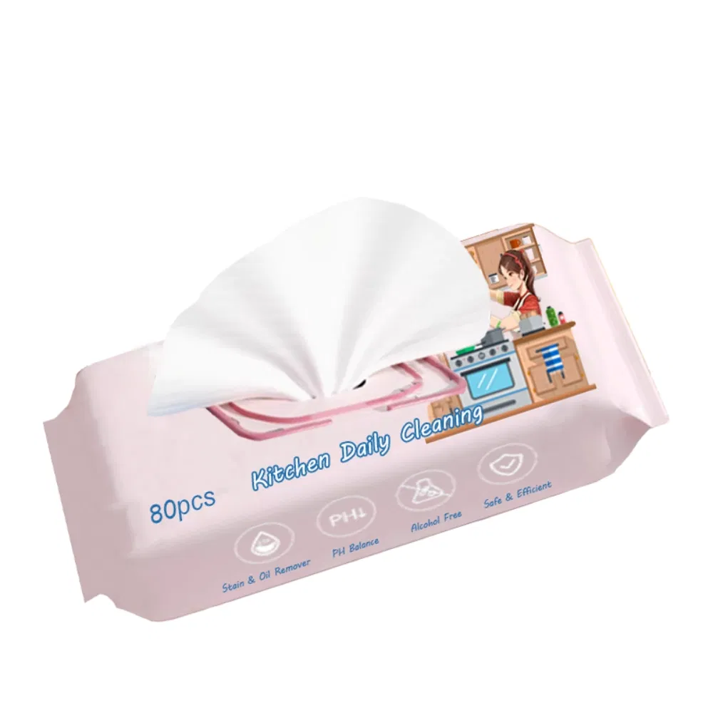 Custom Logo 80PCS 40PCS Multifunctional Kitchen Cleaning Wipes Reusable Oil Remover Wet Cleansing Wipes