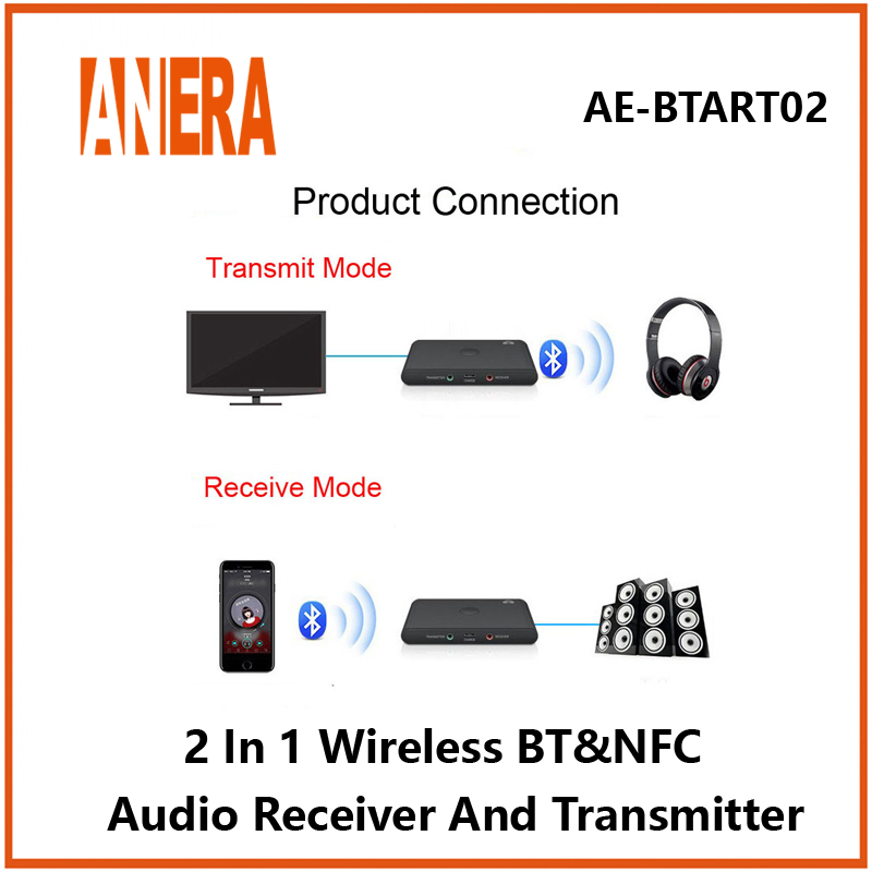 Anera NFC V5.1 Wireless Bluetooth Audio 2 in 1 Receiver/Transmitter Car Music Audio Bt Adapter for Car TV Earphone