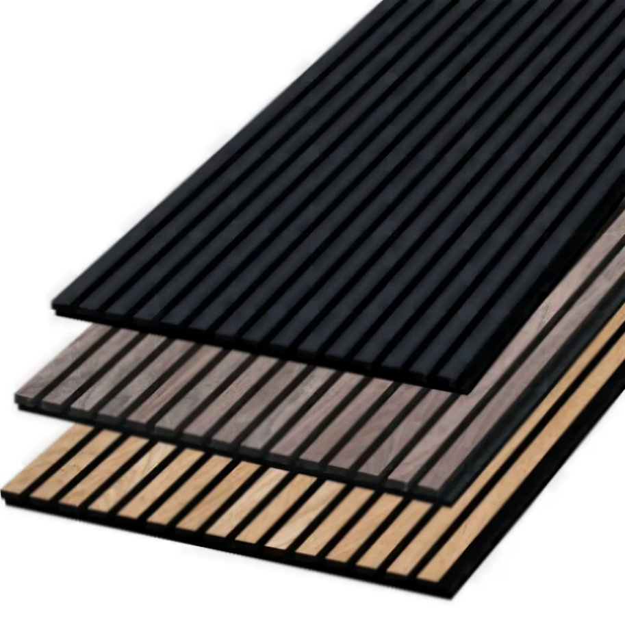 High Quality Custom Wood Strip Grid Acoustic Panel Veneer Fiber Soundproof Wall Decoration for Music Room Theater Hall