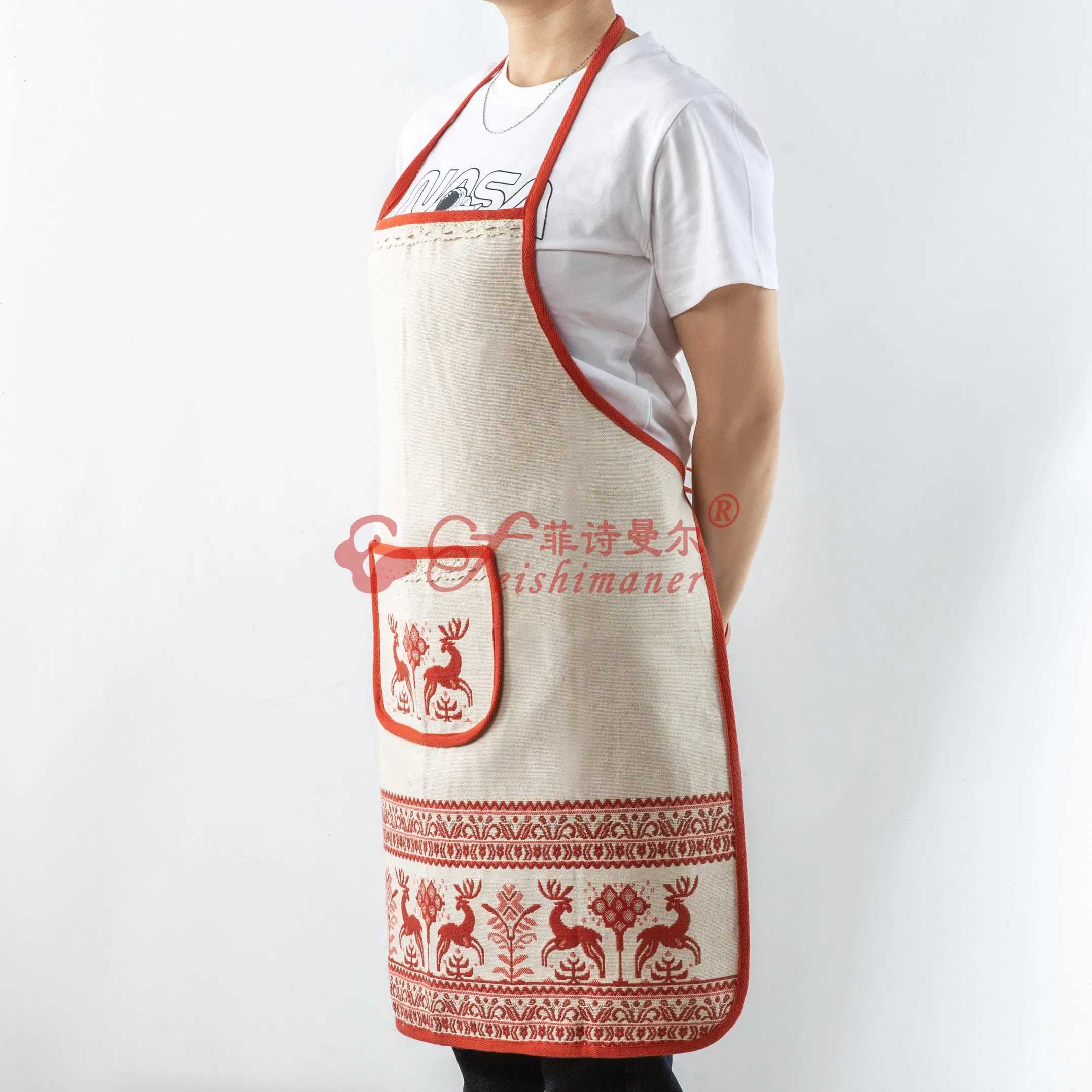 Unisex Cleaning Housework Dustproof Cooking Kitchen Apron Cotton Hemp Restaurant Apron
