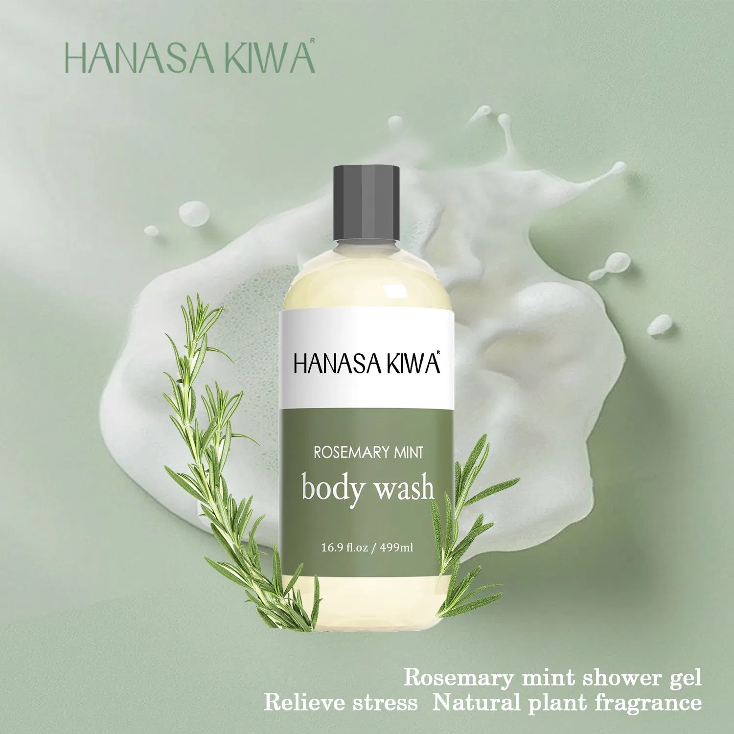 Private Label Rosemary Mint Body Wash with Hyaluronic Acid