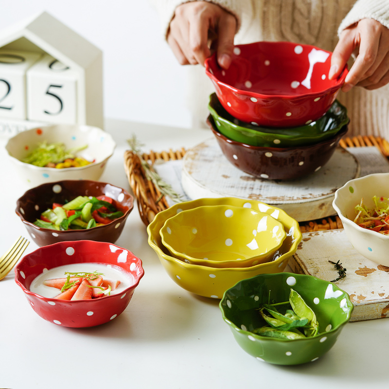 Serving Bowl Party Colorful Dinnerware Ramekins Soup Salad Bowls Round Ceramic Bowls
