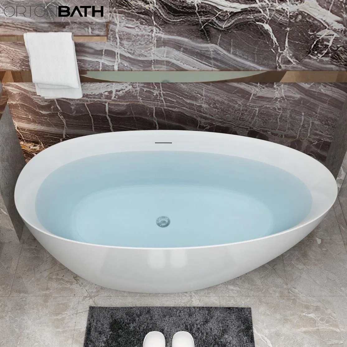 Акриловая ванна Ortonbath овальная черная с гидромассажем