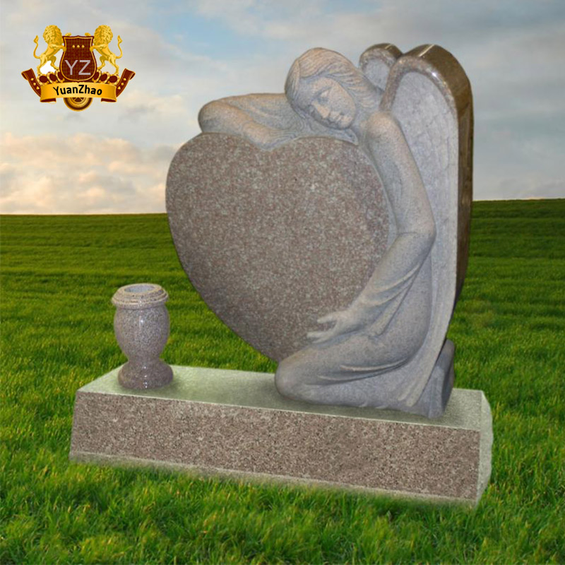 Sitting Angel Tombstone Sculpture Granite Memorial Decoration Headstone Gravestone