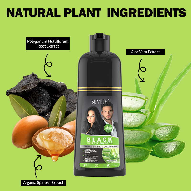 OEM Black Hair Dye Shampoo Natural Herbal 500ml Cover Gray Hair