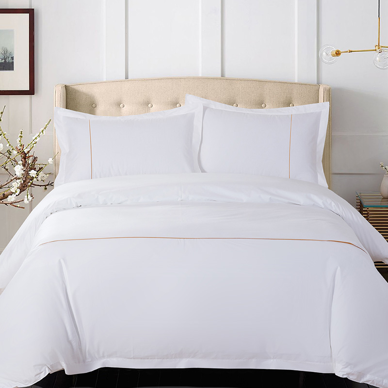 Simple White 60s Embroidered Bedding Duvet Cover Set King Size