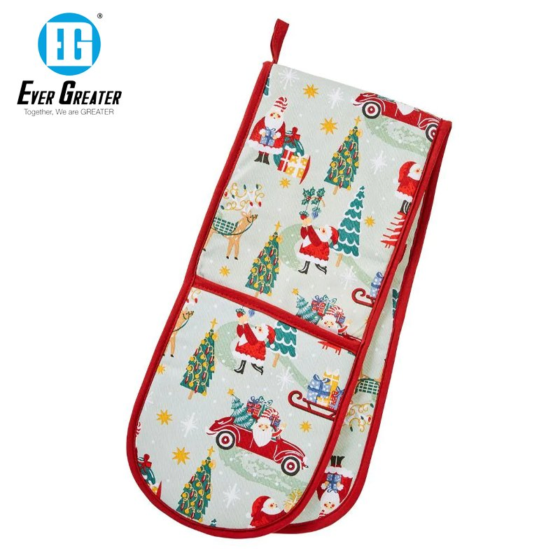 Premium Custom Christmas Oven Mitts Set High Quality Cotton Printed Oven Mitts for Holiday Baking Personalized Oven Mitts